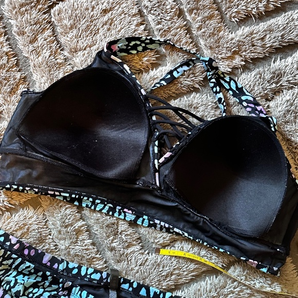 Torrid leopard print pink and blue 3x super cute swim set - Picture 4 of 11